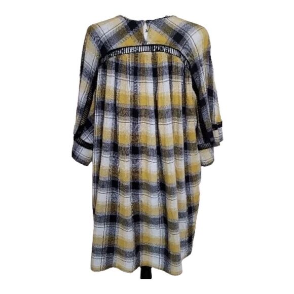 MAEVE | ANTHROPOLOGIE Yellow Black Plaid Tunic Shirt Mini Dress | Small - Picture 4 of 7